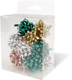 Noeud cadeau, autocollant, 35 mm, bo&icirc;te de 12 pi&egrave;ces en couleurs assorties, Cozy X-mas