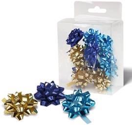Noeud cadeau, autocollant, 35 mm, bo&icirc;te de 12 pi&egrave;ces assorties, No&euml;l Bleu