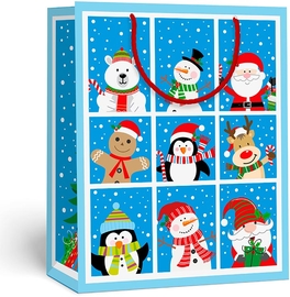 Sac cadeau No&euml;l, figurines de No&euml;l, L, 20 x 33 x 27 cm