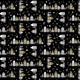 Papier cadeau, 70 cm x 2 m, Saint-Nicolas, noir-or
