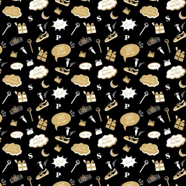 Papier cadeau, 70 cm x 2 m, Saint-Nicolas, noir-or