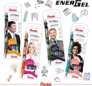 Pentel Roller Energel RT BL77, etui met 4 stuks, assorti