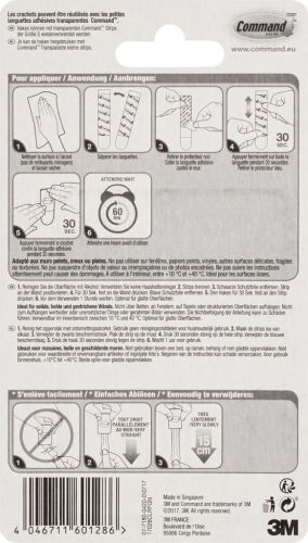 Command decohaak, extra small, draagvermogen 225 gram, transparant, blister van 20 stuks