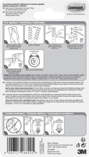 Command decohaak, medium, draagvermogen 900 gram, transparant, blister van 2 stuks