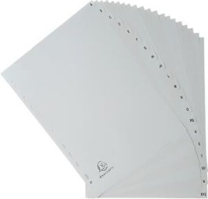 Exacompta tabbladen voor ft A4, uit PP, van A tot Z, 20 tabs, grijs