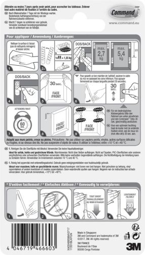 Command fotolijststrip, medium, draagvermogen 5,4 kg, zwart, blister van 8 stuks