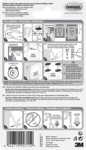Command fotolijststrip, medium, draagvermogen 5,4 kg, wit, blister van 8 stuks