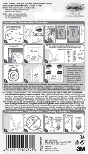 Command fotolijststrip, small, draagvermogen 1,8 kg, wit, blister van 8 stuks