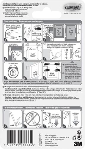 Command fotolijststrip, large, draagvermogen 7,2 kg, wit, blister van 8 stuks