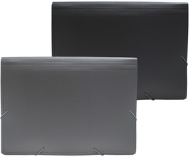 SOHO Basic trieur, A4, PP, 12 compartiments, fermeture  &agrave; &eacute;lastiques, couleurs assorties