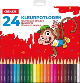 Creakit kleurpotloden, metalen doos van 24 stuks in geassorteerde kleuren