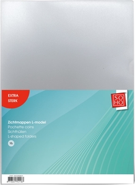 SOHO pochette coin, A4, 120 microns,  grain&eacute;e, transparent, paquet de 10 pi&egrave;ces