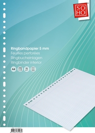SOHO liasse pour fardes &agrave; anneaux, A4, 70 g, 23 trous, 100 feuilles, quadrill&eacute; 5 mm