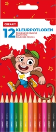 Creakit kleurpotloden, 18 cm, etui in karton van 12 stuks in geassorteerde kleuren