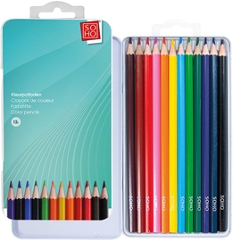 SOHO kleurpotloden, metalen doos van 12 stuks, geassorteerde kleuren