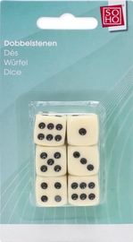 SOHO dobbelstenen, 6 stuks, op blister