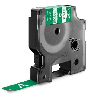 Dymo RHINO vinyltape 12 mm, wit op groen