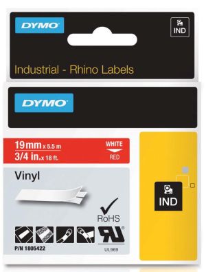 Dymo RHINO vinyltape 19 mm, wit oprood