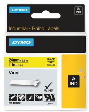 Rhino tape vinyl, 24 mm x 5,5 m, zwart o