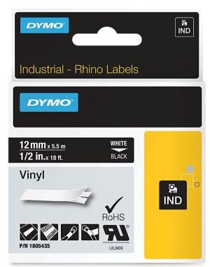 Rhino tape vinyl, 12 mm x 5,5 mm, wit op
