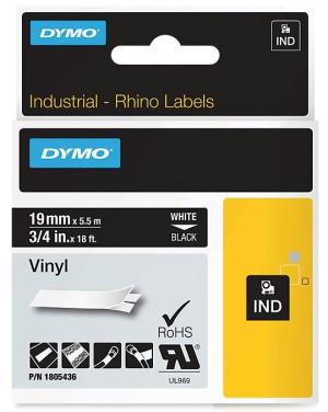 Rhino tape vinyl, 19 mm x 5,5 m, wit op 