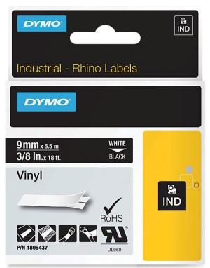 Rhino tape vinyl, 9 mm x 5,5 mm, wit op 