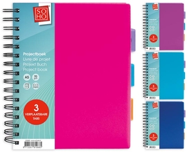SOHO collegeblok Projectboek, A5, 200 vel, geassorteerde kleuren