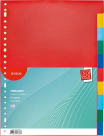SOHO tabbladen, A4, PP, 23-gaatsperforatie, 10 tabs, geassorteerde kleuren