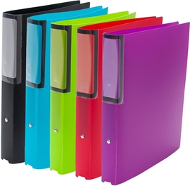 SOHO Trend ringmap, uit PP, A4, 4 ringen, rug 35 mm, met rugetiket, geassorteerde kleuren