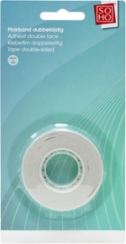 SOHO ruban adh&eacute;sif, 15 mm x 10 m, double face, transparent, sous blister