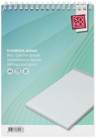 SOHO bloc-notes, A5, reliure spirale, bloc de 100 feuilles, lign&eacute;