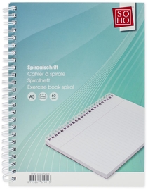 SOHO spiraalschrift, A5, 100 vel, gelijnd, met kantlijn