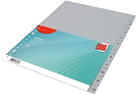 SOHO tabbladen, A4, PP, 23-gaatsperforatie, 1-12, grijs