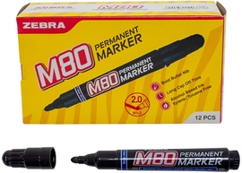 ZEBRA permanent marker M80, 2 mm, ronde punt, zwart
