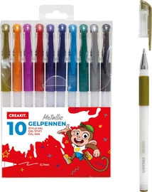 Creakit gelroller, 0,7 mm, pak van 10 stuks, in geassorteerde kleuren, metallic