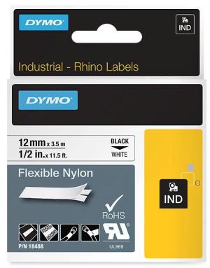 Dymo Rhino tape 12 mm x 3,5 m, wit,nylon