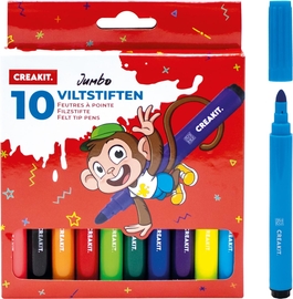 Creakit viltstift jumbo, geassorteerde kleuren, pak van 10 stuks