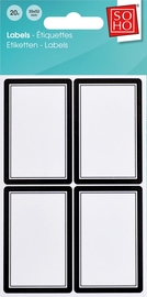 SOHO schooletiketten, 35 x 52 mm, etui van 20 stuks, zwart