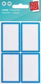 SOHO schooletiketten, 35 x 52 mm, etui van 20 stuks, blauw