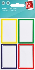 SOHO schooletiketten, 35 x 52 mm, etui van 20 stuks, geassorteerde kleuren