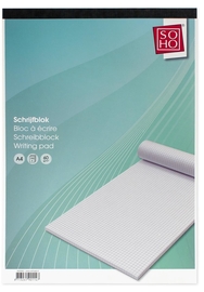 SOHO bloc-notes, A4, bloc de 100 feuilles, quadrill&eacute; 5 mm