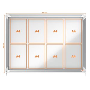 Nobo Premium Plus binnenvitrine, schuifdeuren met hoekslot, magnetisch, 8 x A4
