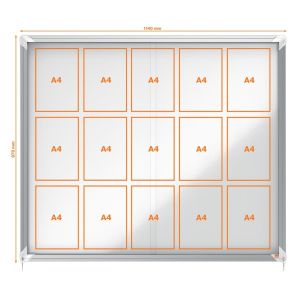 Nobo Premium Plus binnenvitrine, schuifdeuren met hoekslot, magnetisch, 15 x A4