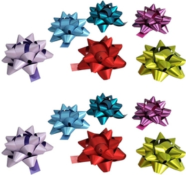 Noeud cadeau, autocollant, 50 mm, m&eacute;tallique, couleurs assorties