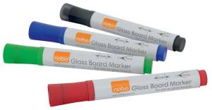 Nobo glasbordstift, geassorteerde kleuren, pak van 4