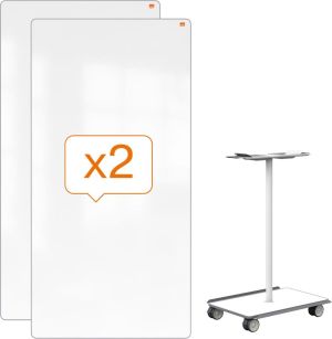 Nobo Move & Meet mobiel systeem, 2 whiteboard panelen, 90 x 180 cm