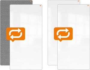 Nobo Move & Meet mobiel systeem, 2 whiteboard en 2 memoboard panelen, 90 x 180 cm