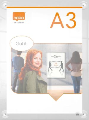 Nobo Premium Plus verplaatsbaar acryl informatiebord, wandgemonteerd, ft A3