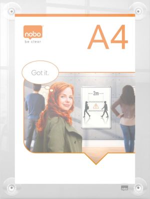 Nobo Premium Plus verplaatsbaar acryl informatiebord, wandgemonteerd, ft A4