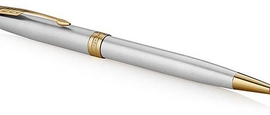 Parker Sonnet stylo &agrave; bille, Stainless Steel GT, moyenne, en bo&icirc;te-cadeau